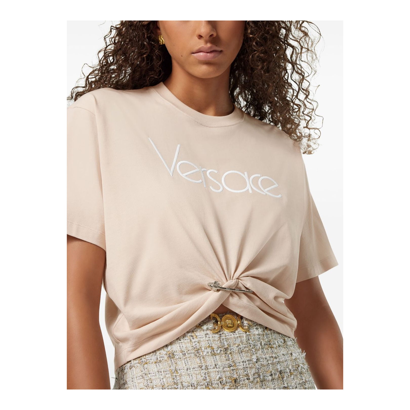 Versace 1978 Re-Edition Logo Safety Pin Short T-Shirt