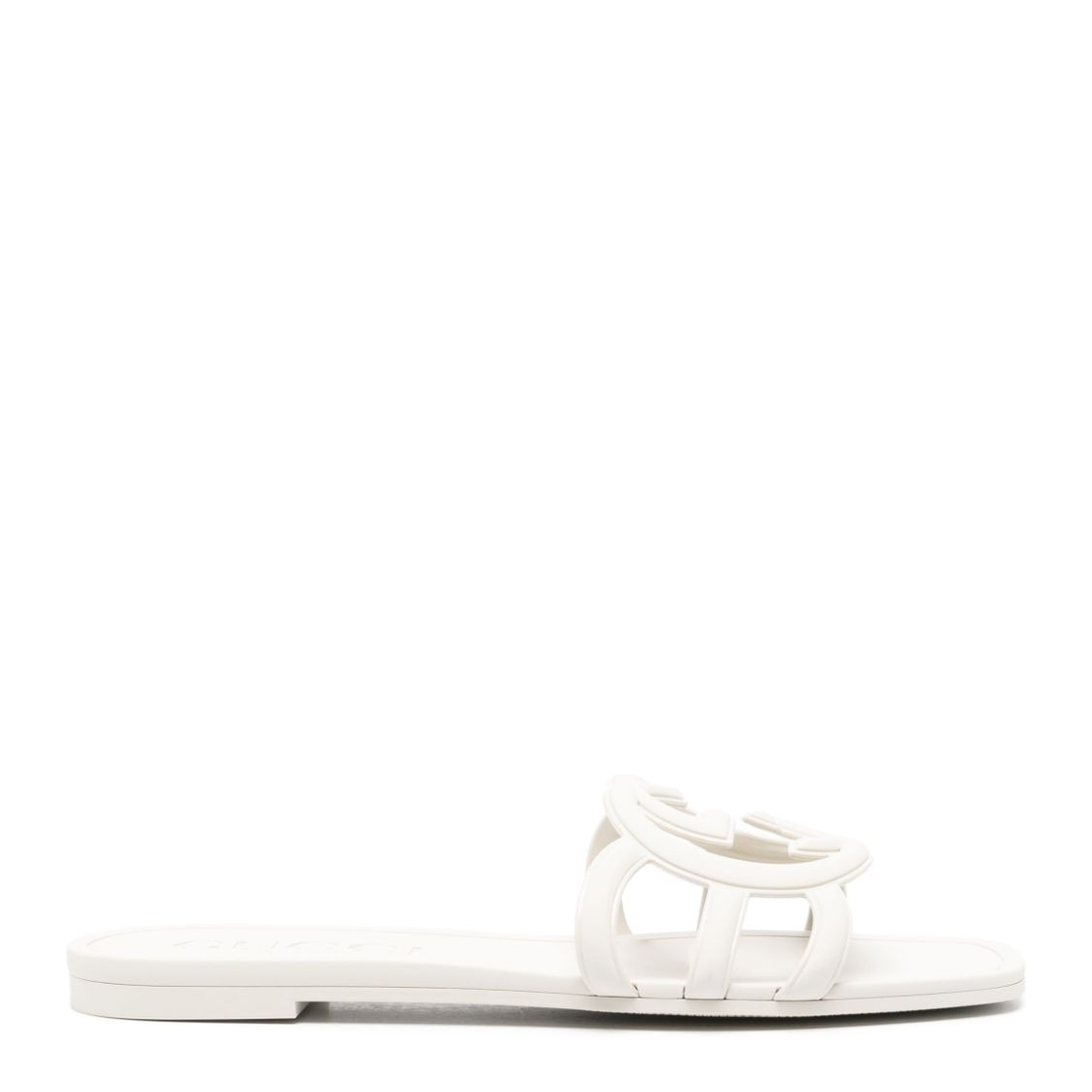 Interlocking G Slide Sandal in White Rubber