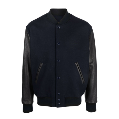 Panelled Design Baseball Collar Jacket
