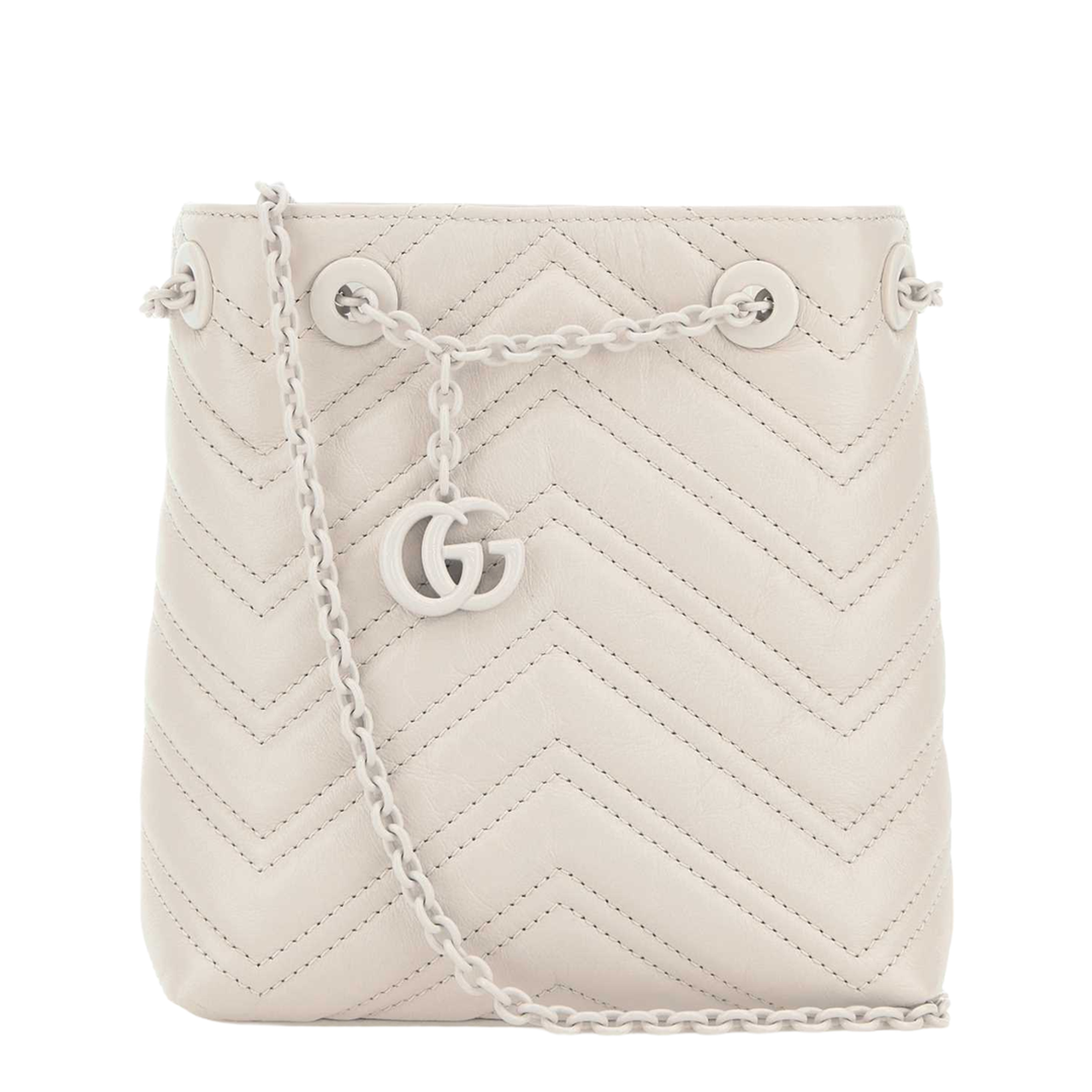 MAYFEYR - Gucci - Ivory Leather Micro Gg Marmont Bucket Bag - 856404AAFS19540