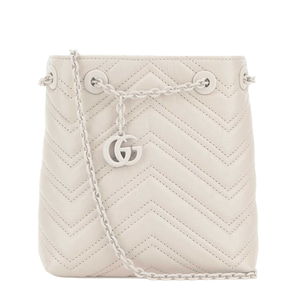 MAYFEYR - Gucci - Ivory Leather Micro Gg Marmont Bucket Bag - 856404AAFS19540