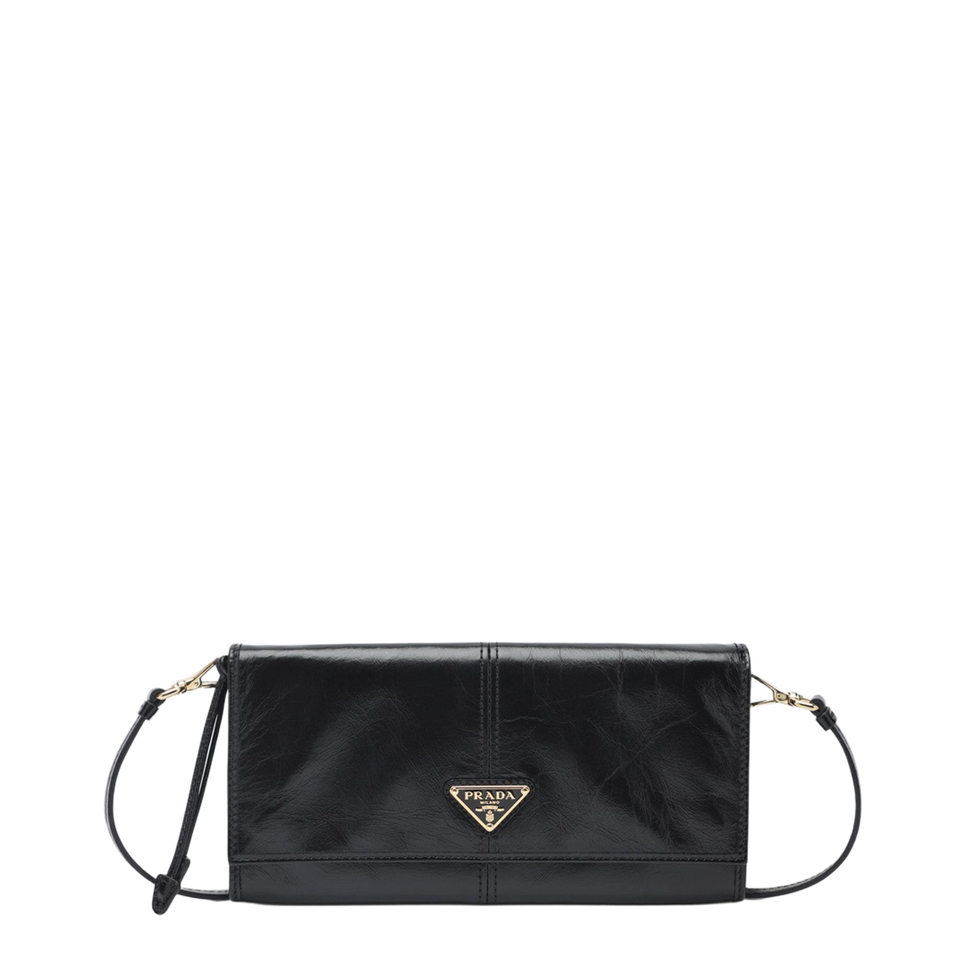Prada Calfskin Wallet on Strap - Black – MAYFEYR
