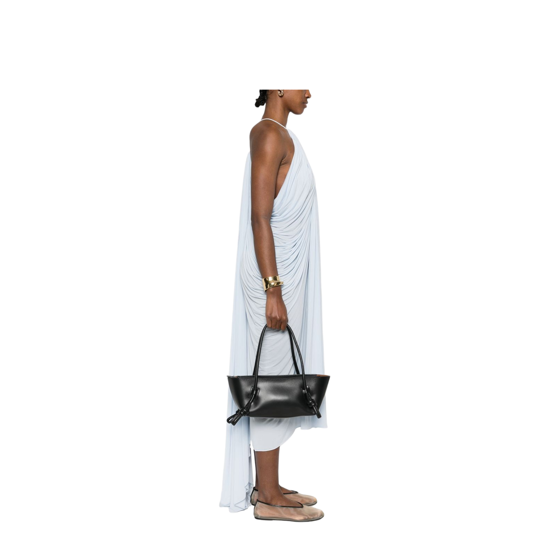 Fleca Cow Leather Shoulder Bag - Black