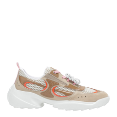 Viv' on the Run Sneakers in Leather and Fabric Beige