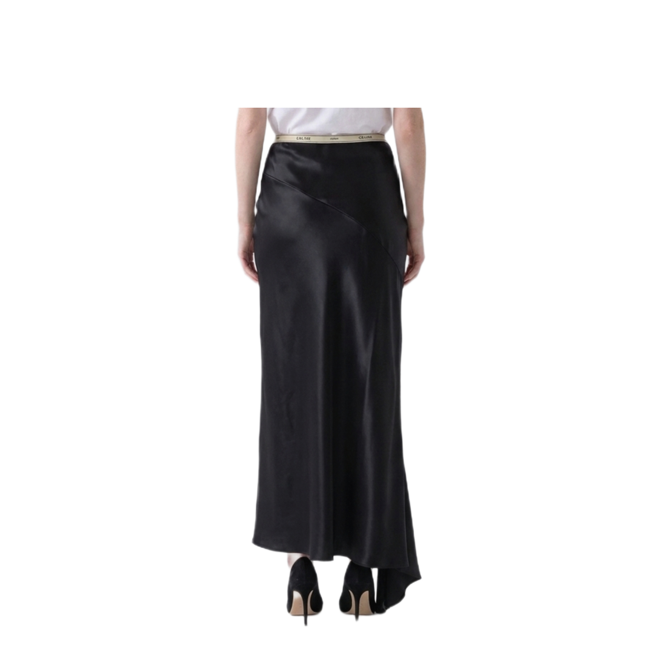 MAYFEYR - Celine - Black Midi Skirt In Viscose Satin - RJ0E03E9938NO