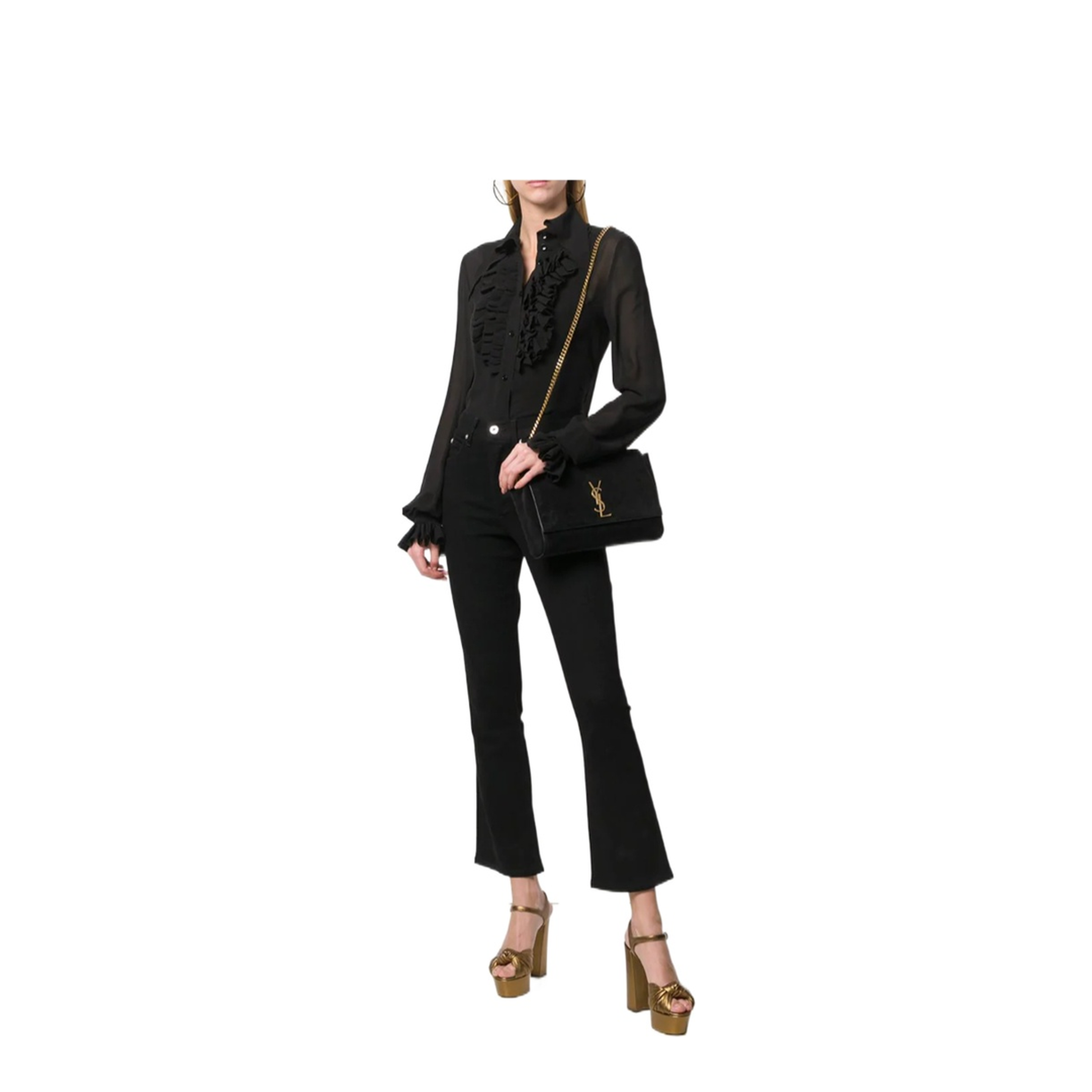 Kate Medium Suede Shoulder Bags - Black