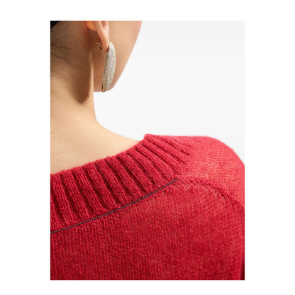 V-neck Knitted Sweater Red