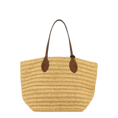 Woven Medium Tote Bag in Natural Straw-Effect