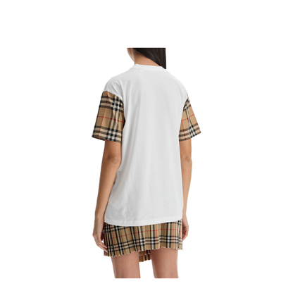 Check Cotton T-shirt In White