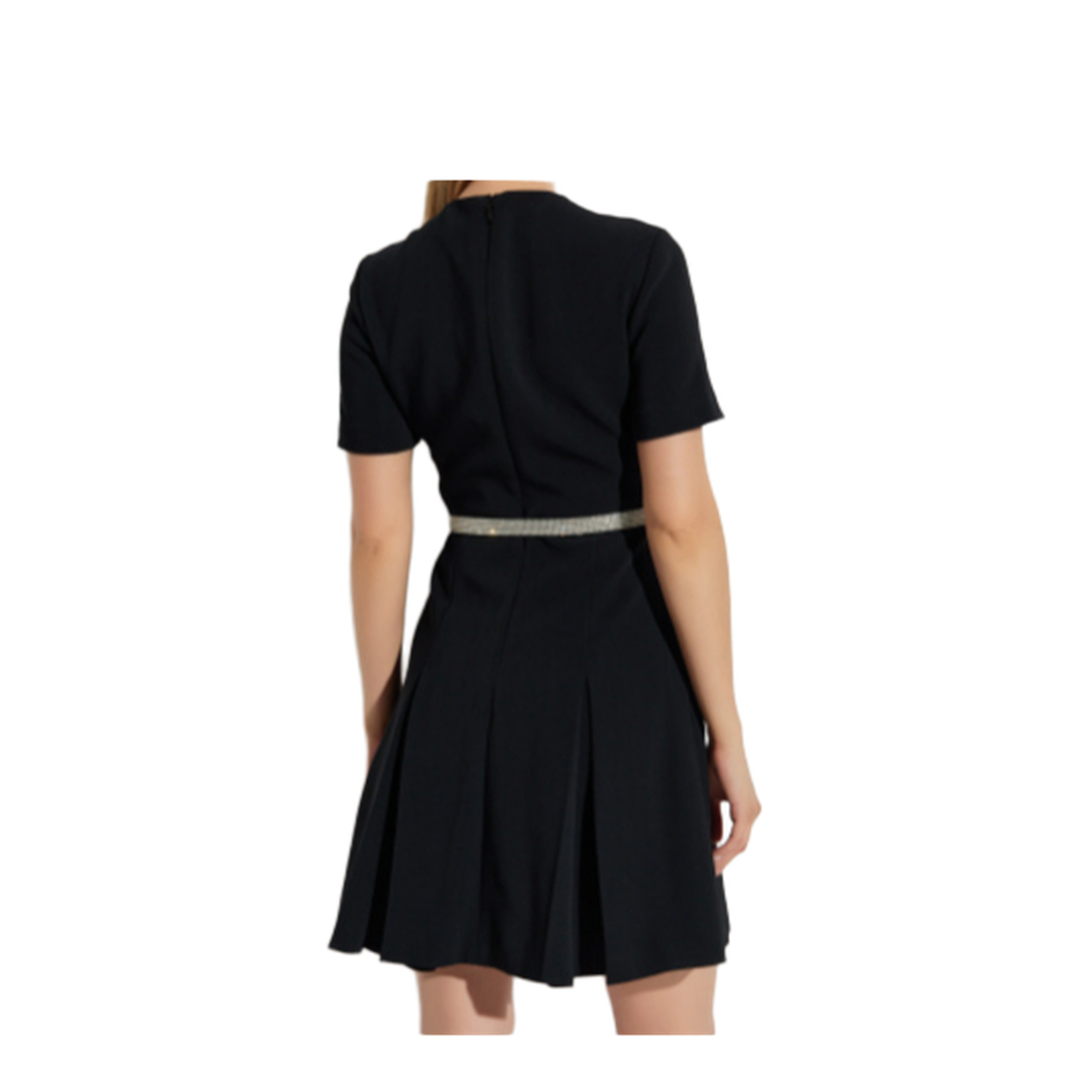 Crystal-Embellished Belt Cocktail Dress