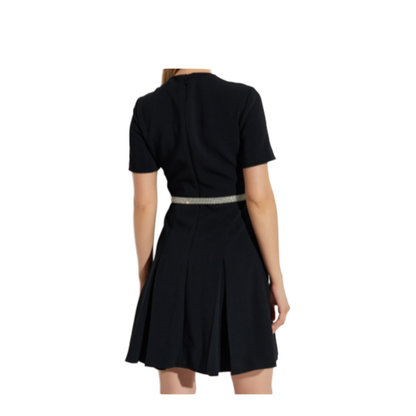 Crystal-Embellished Belt Cocktail Dress