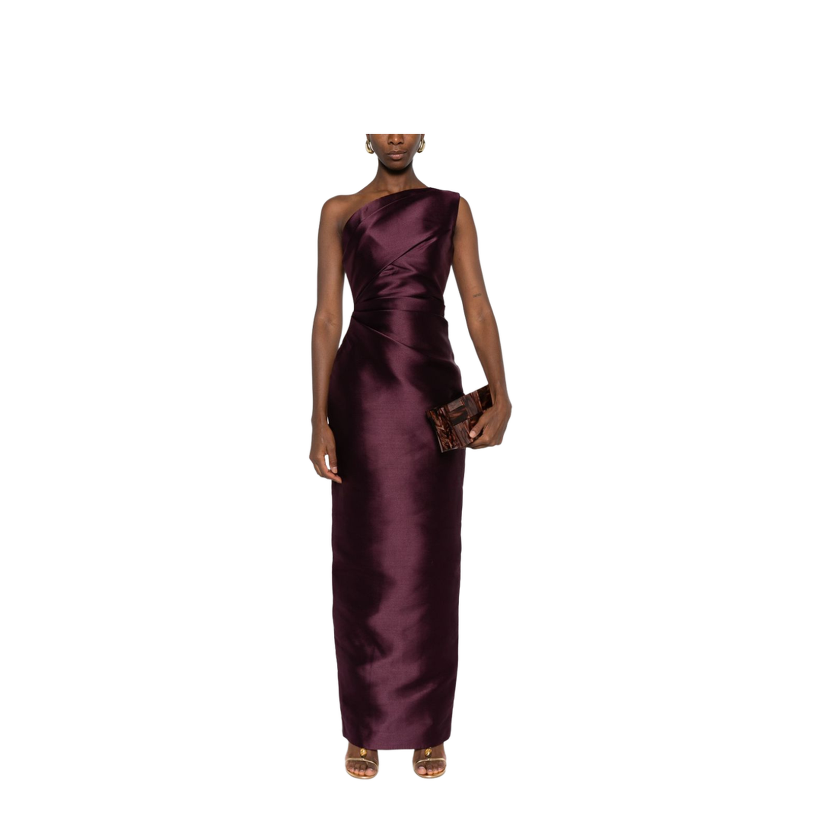 Burgundy One-Shoulder Maxi Dress