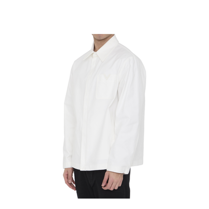 White V Logo Detail Shirt in Cotton Blend