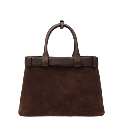 Buckle Medium Suede Shoulder Bag - Cocoa Brown