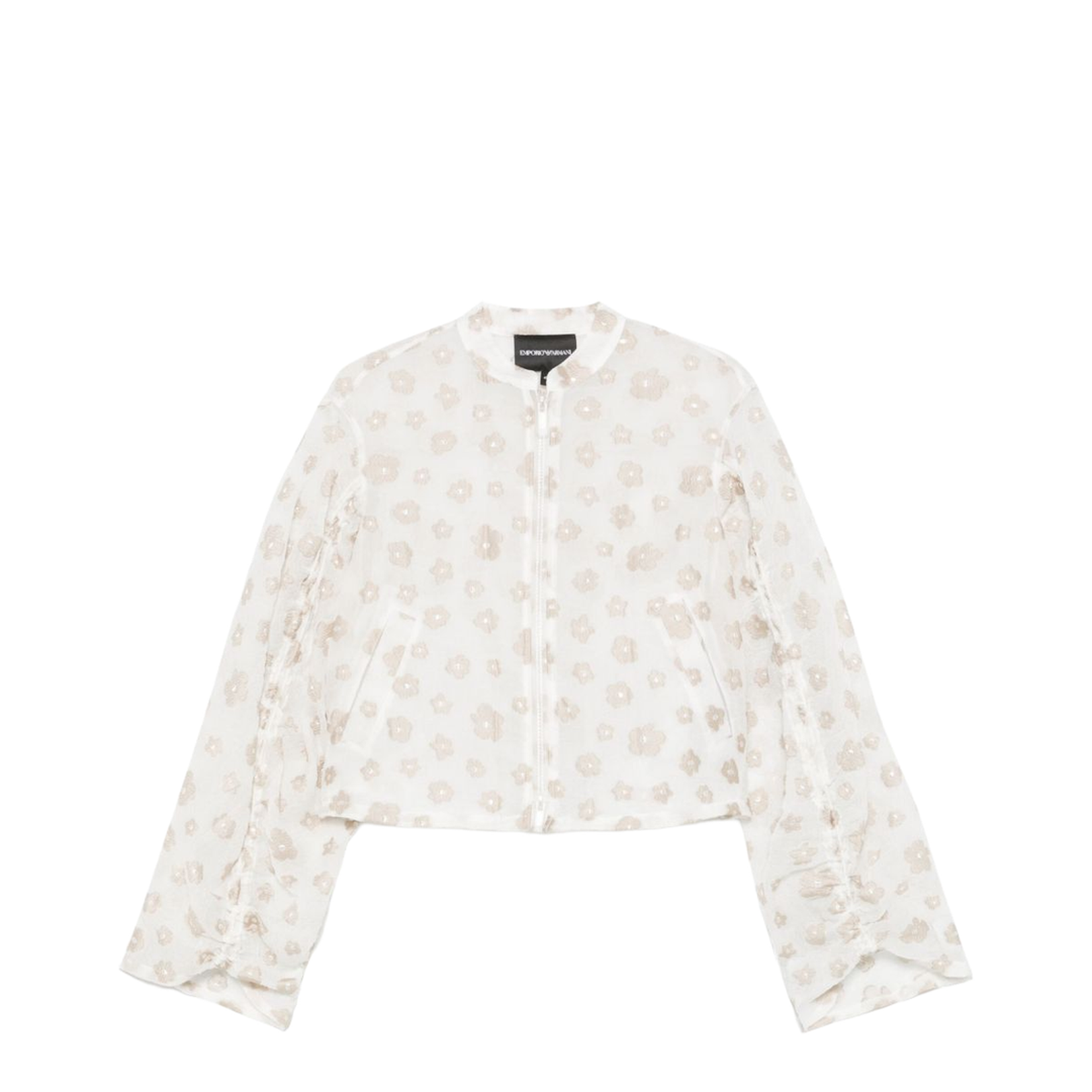 Fil Coupé Fabric Blouson with All-Over Floral Motif