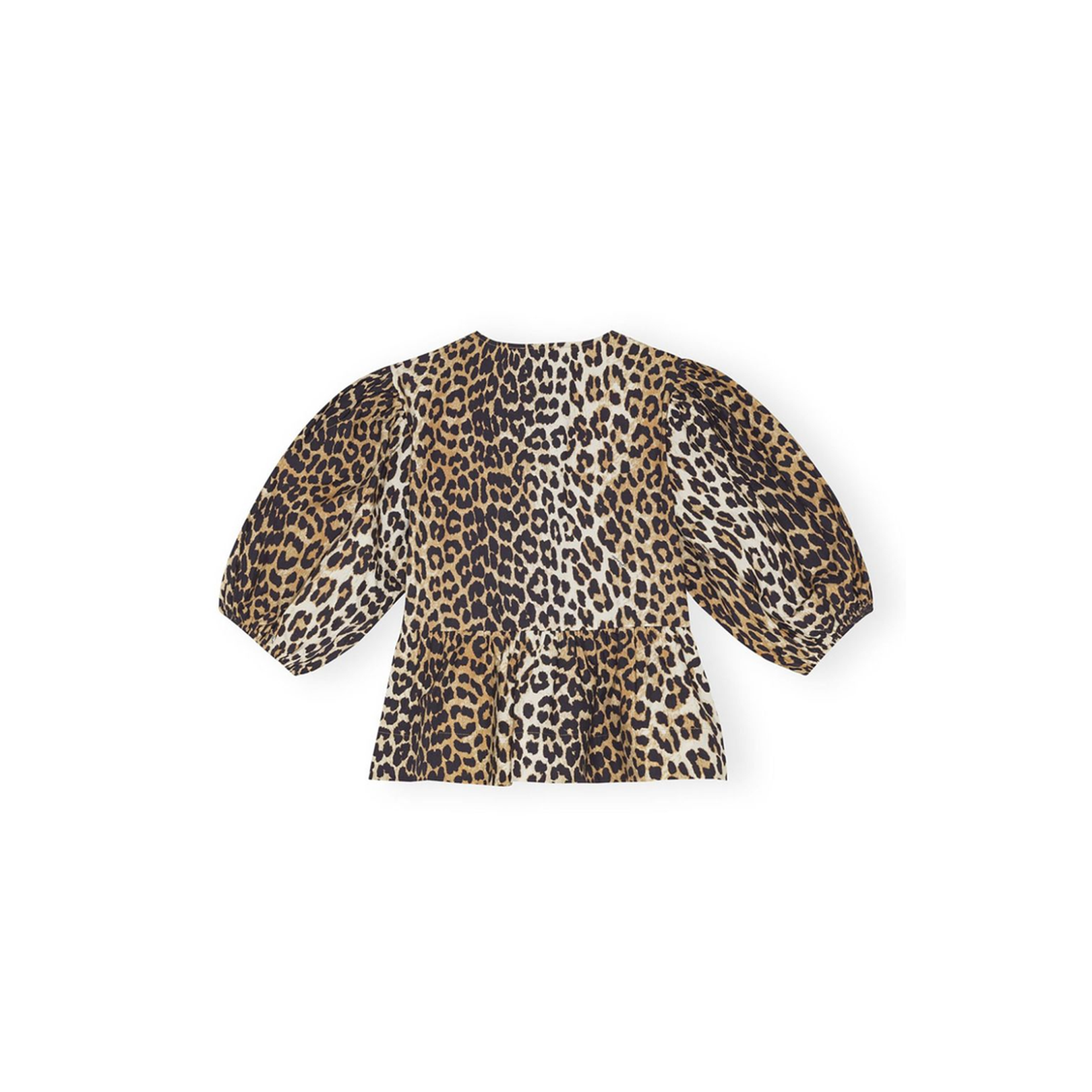 Printed Cotton Poplin Peplum Blouse Shirt