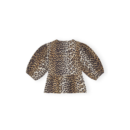 Printed Cotton Poplin Peplum Blouse Shirt