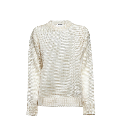 Cream Crochet Sweater White