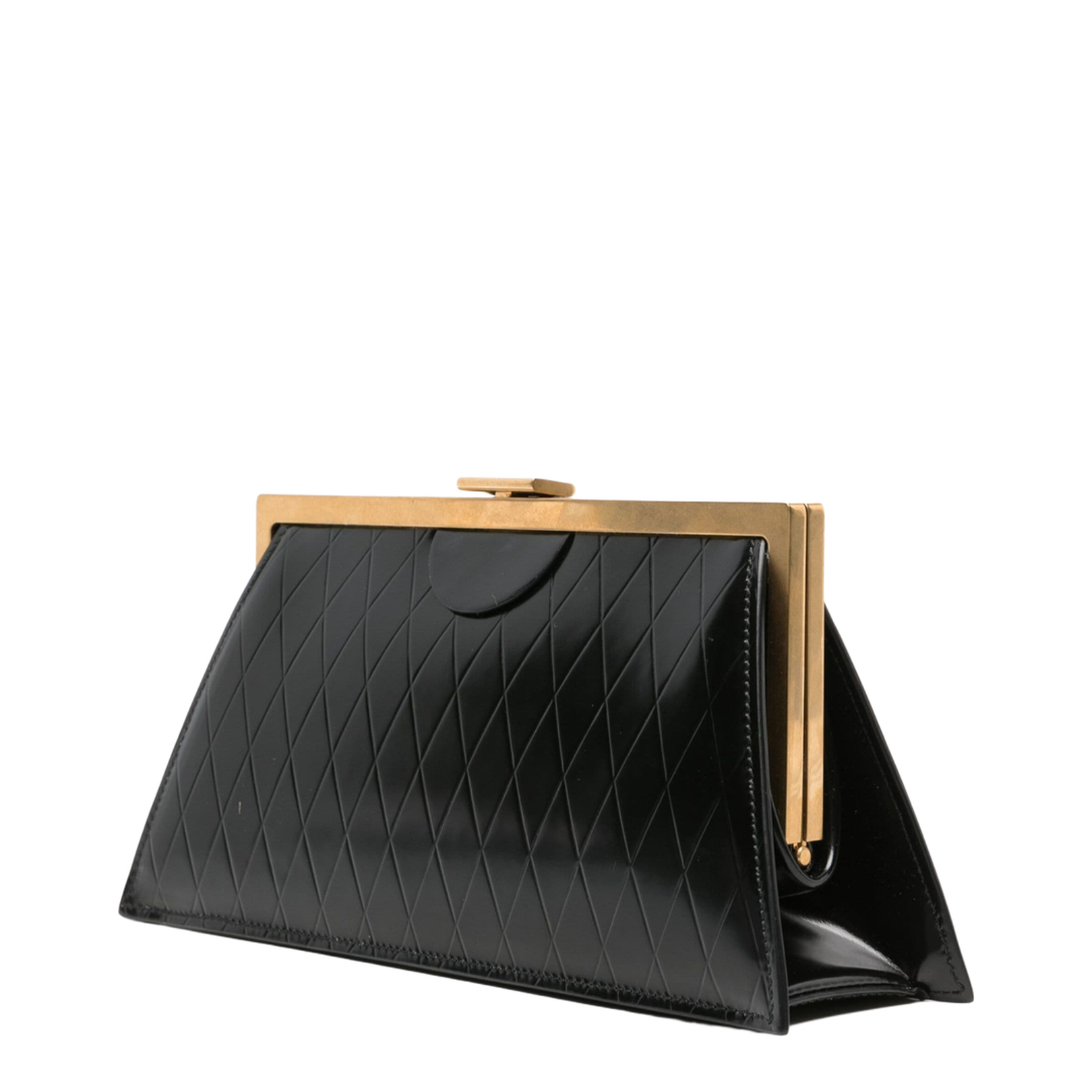 Shoulder Bag with Logo and Embossed Grid Pattern