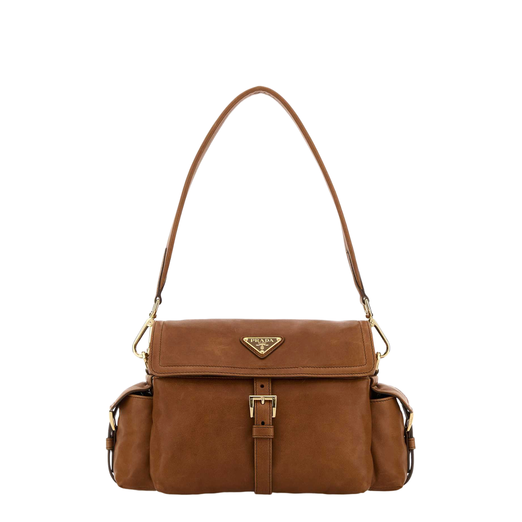 Camel Nappa Leather Explore Shoulder Bag