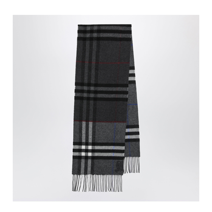 Reversible Check Cashmere Scarf In Grey