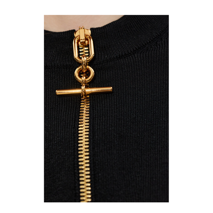 Zipped Knit Cardigan Black