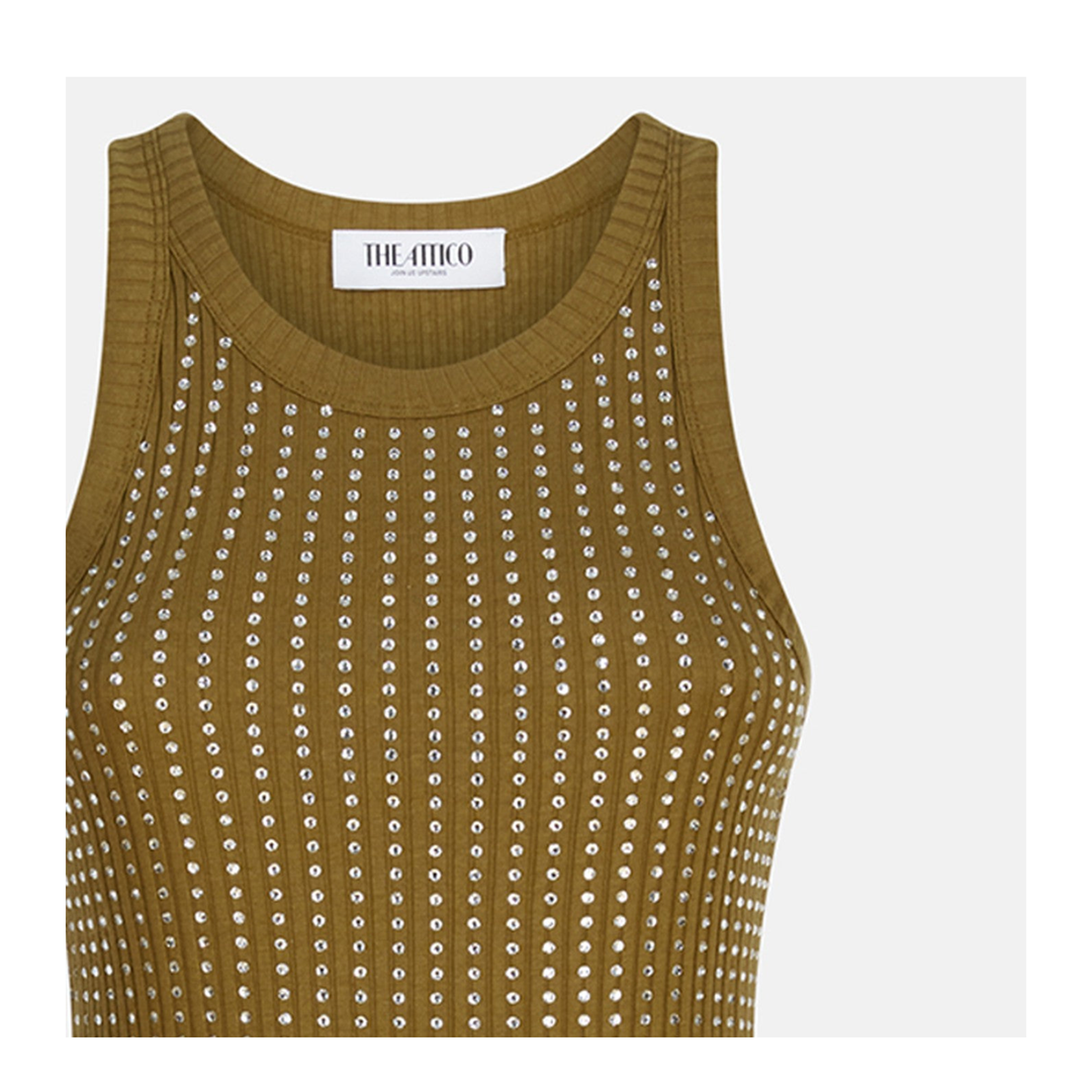 MAYFEYR - The Attico - Military Green Mini Dress With Rhinestones - 251WCW00206JJJ051T081