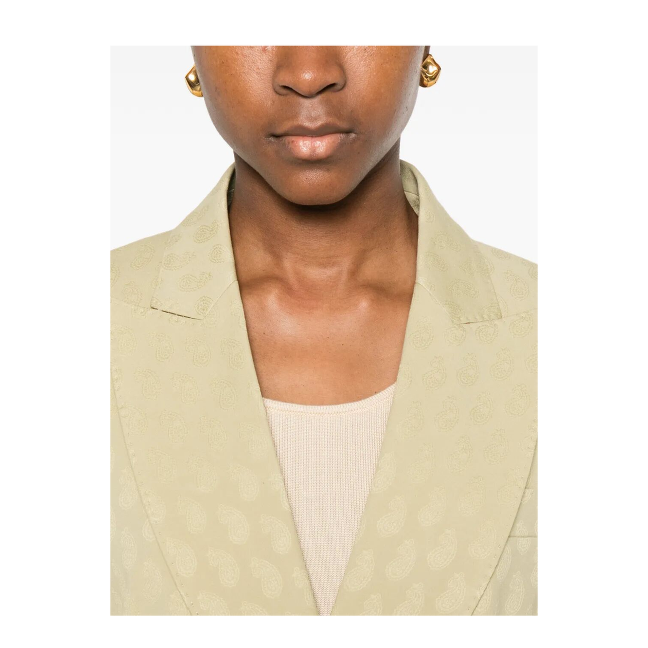 Double-breasted Fitted Paisley-motif Blazer