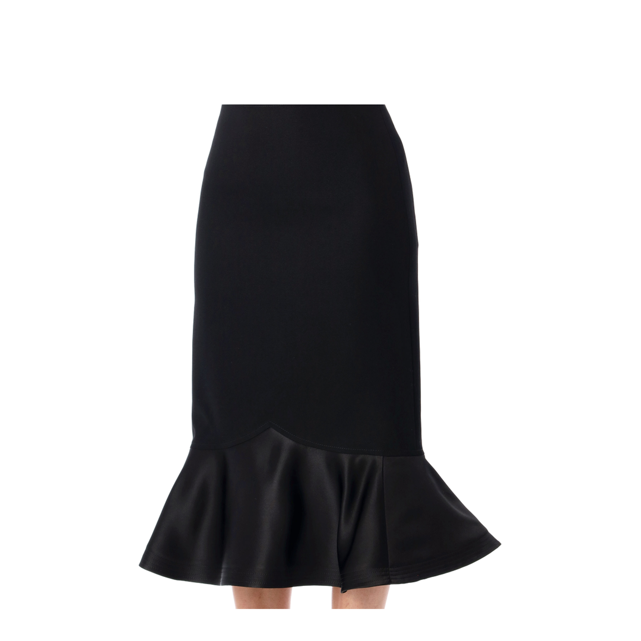 Black Grain de Poudre Wool Skirt