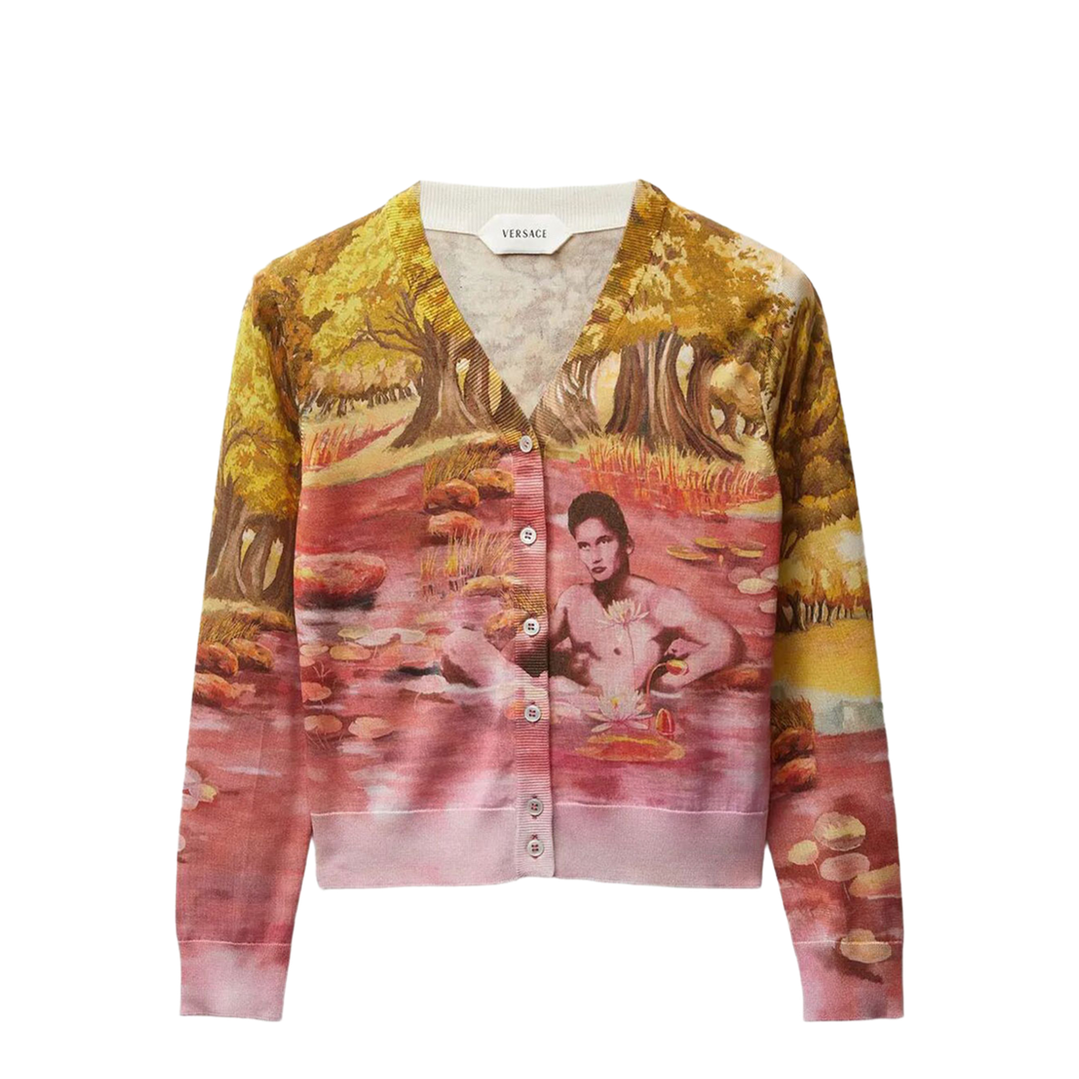 MAYFEYR - Versace - Naturist Print Silk Knit Cardigan - 10242361A17877