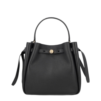Romy Pebbled Leather Bucket Bag - Black