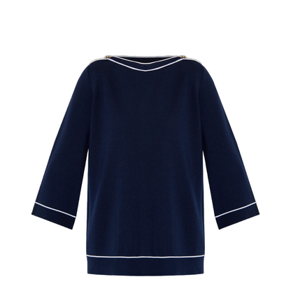 Fine Wool Top in Navy