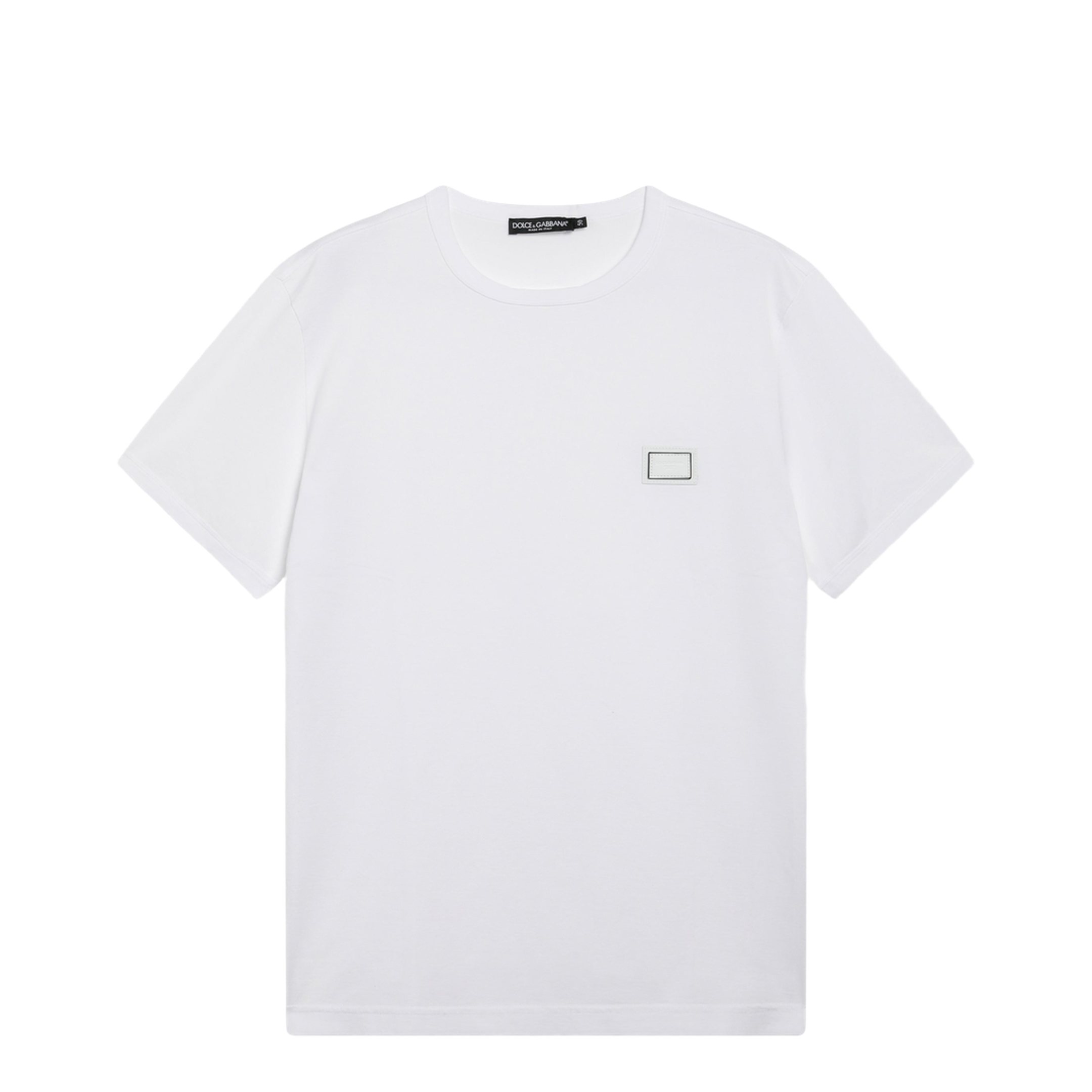 MAYFEYR - Dolce & Gabbana - Cotton T-Shirt With Logo Plaque In Optic White - G8PV1TG7Q1QW0800