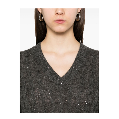 V-Neck Cable Pullover