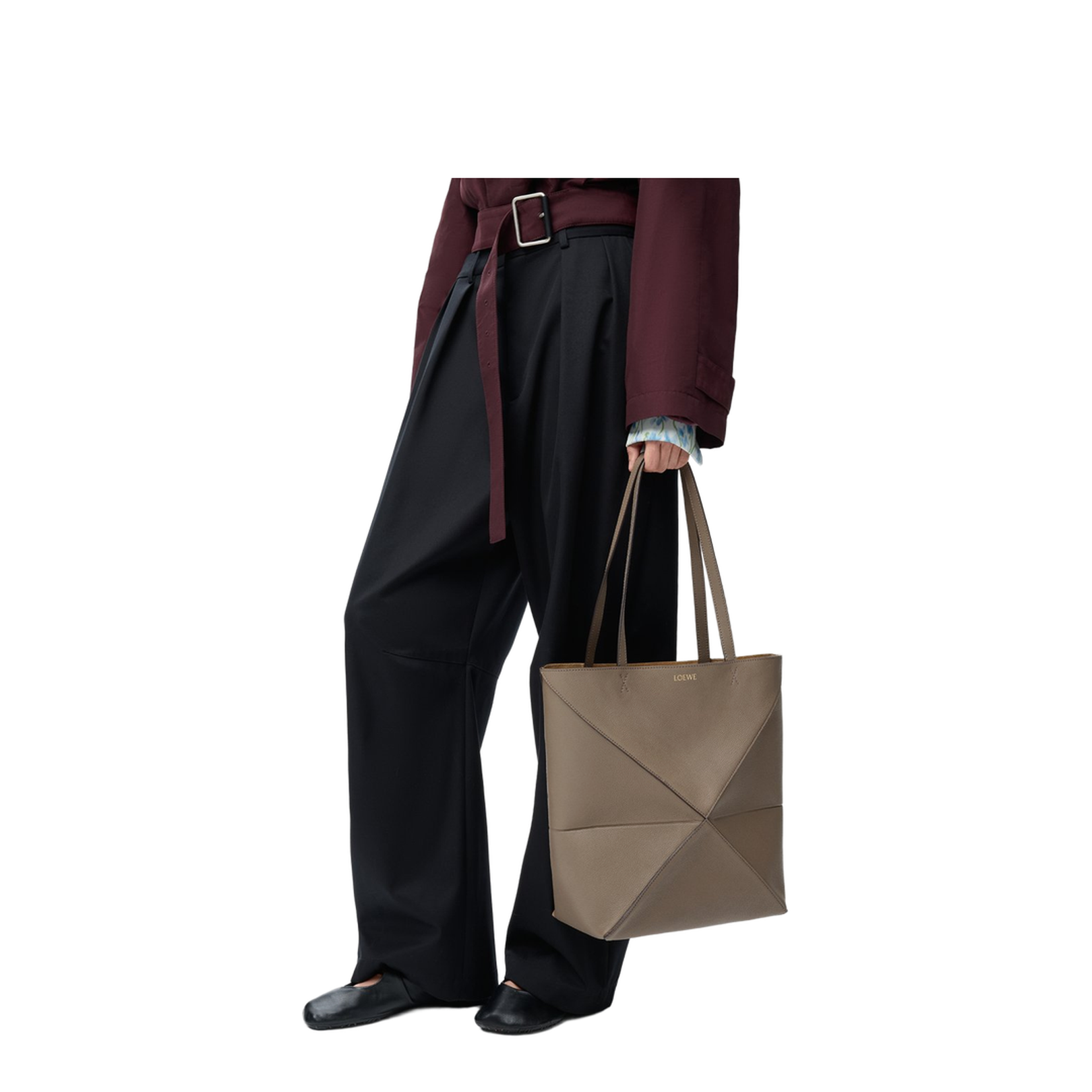 Medium Puzzle Fold Tote in Soft Grained Calfskin Brown