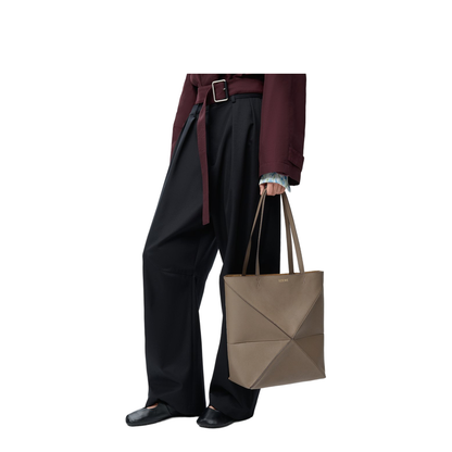 Medium Puzzle Fold Tote in Soft Grained Calfskin Brown