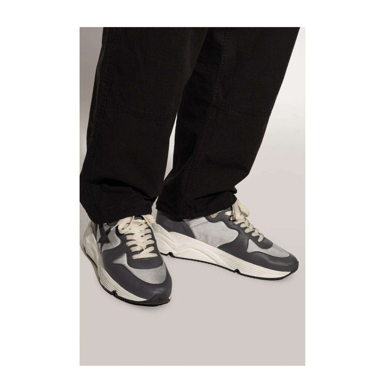 Running Sole in Gray Nylon and Black Nappa Leather