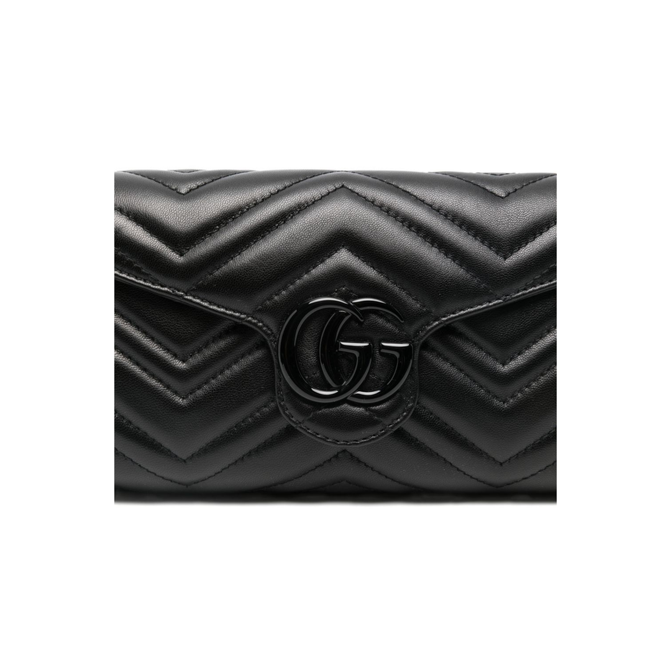 GG Marmont Small Matelassé Nappa Leather Wallet On Chain - Black