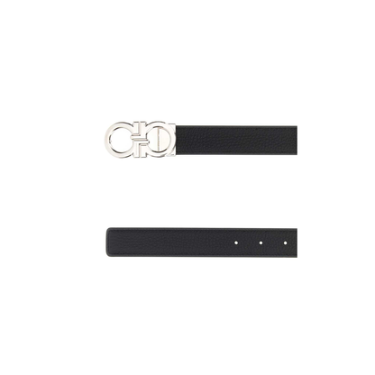 MAYFEYR - Ferragamo - Black Leather Reversible Belt - 670644791060NEROTITANICBLUE