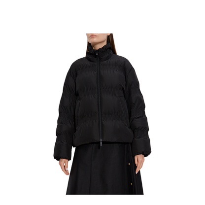 Black Ravignan Gather-Quilted Short Down Jacket