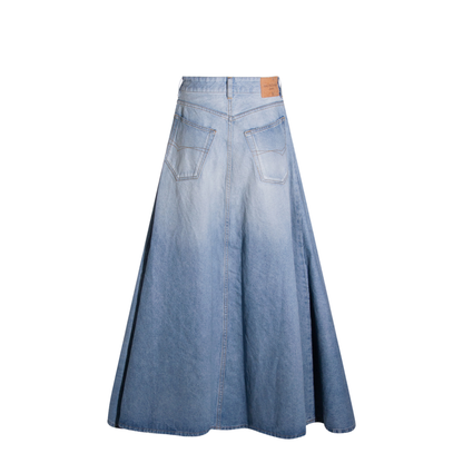 Godet Maxi Skirt in Dirty Light Blue