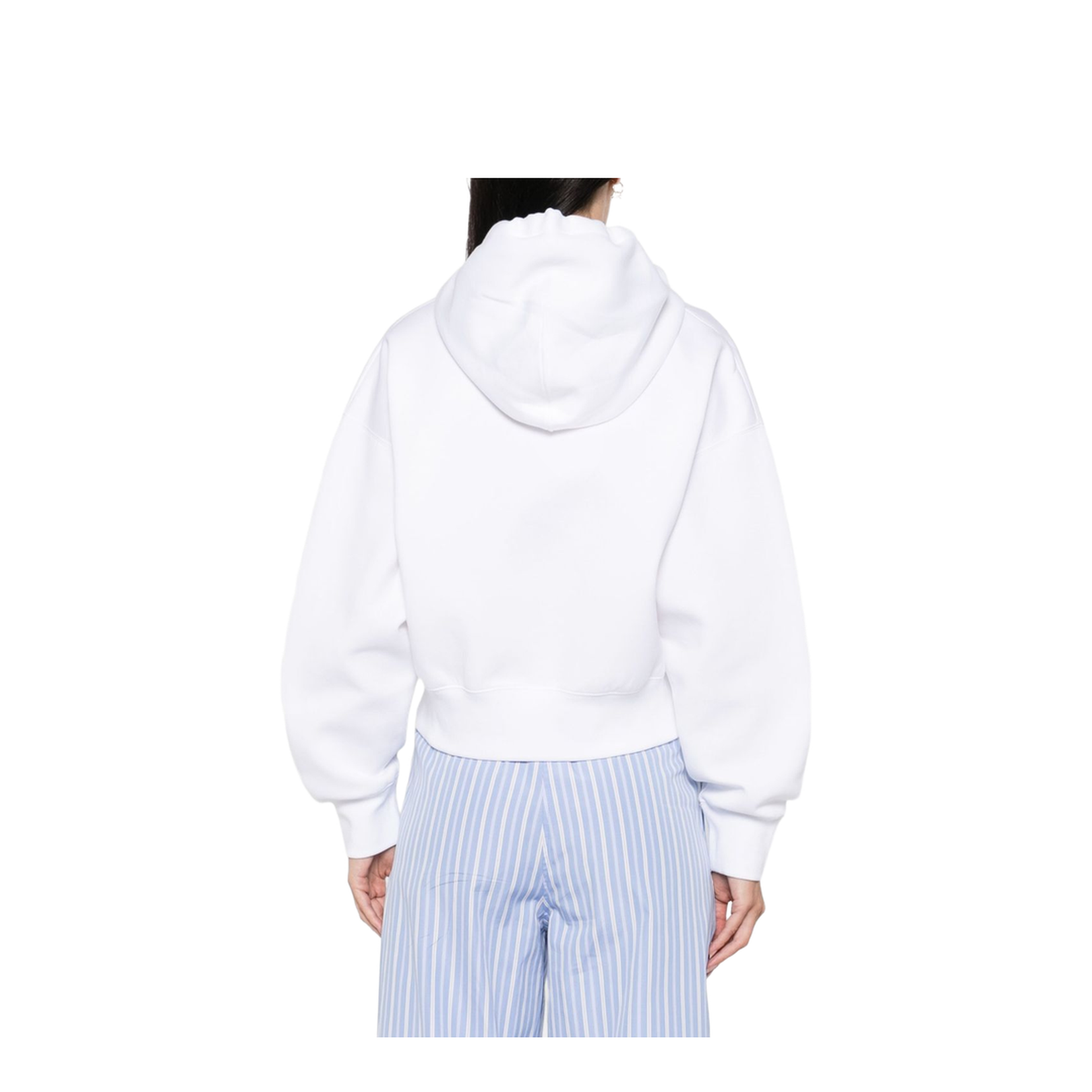 Cotton Hooded Sweatshirt with Print in White
