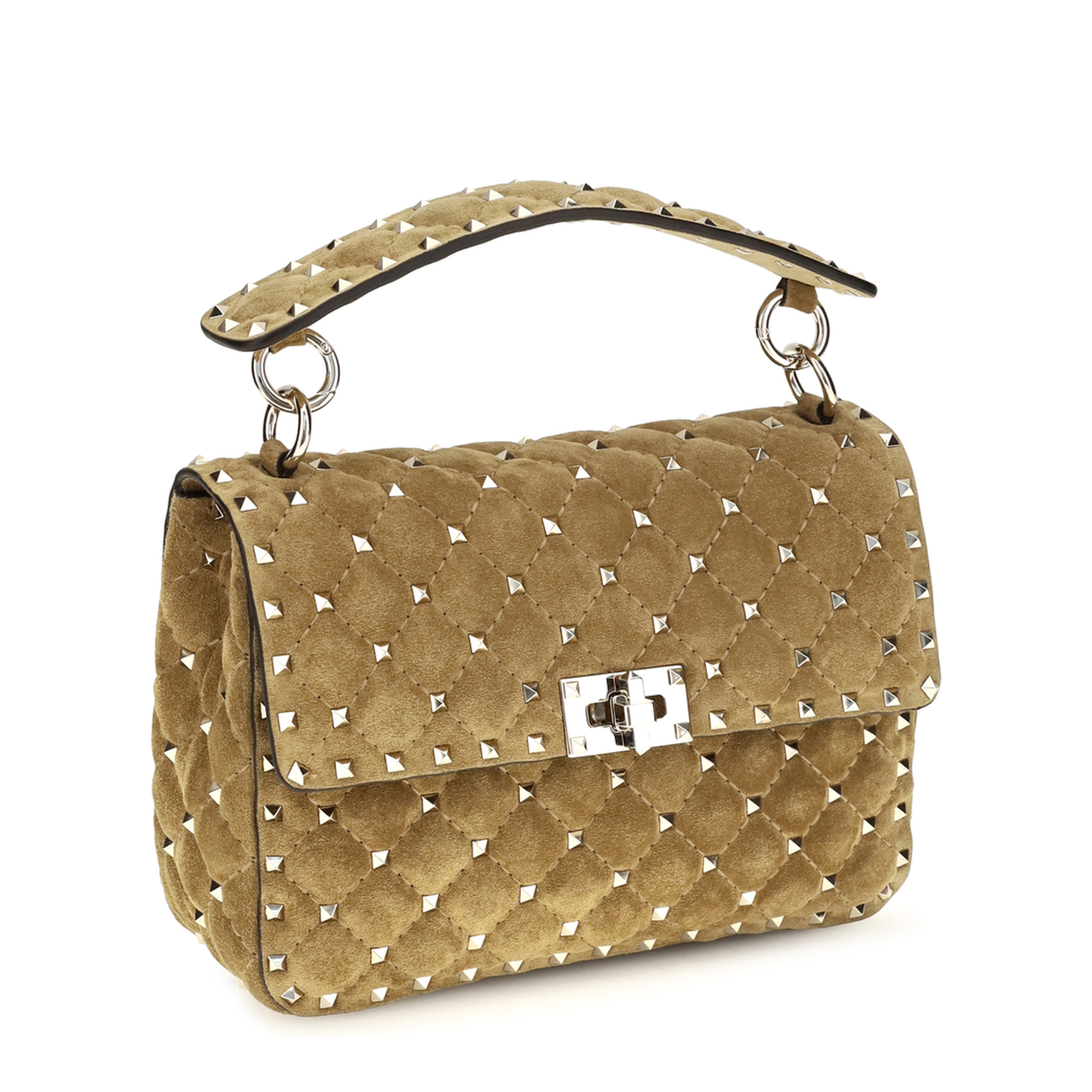 MAYFEYR - Valentino - Medium Rockstud Spike Suede Top Handle Bag - 9W2B0122KQQRDX