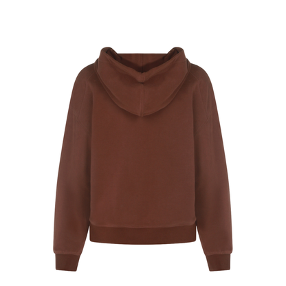 Hooded Smooth Cotton Sweatshirt With Shiny Zipper Pull