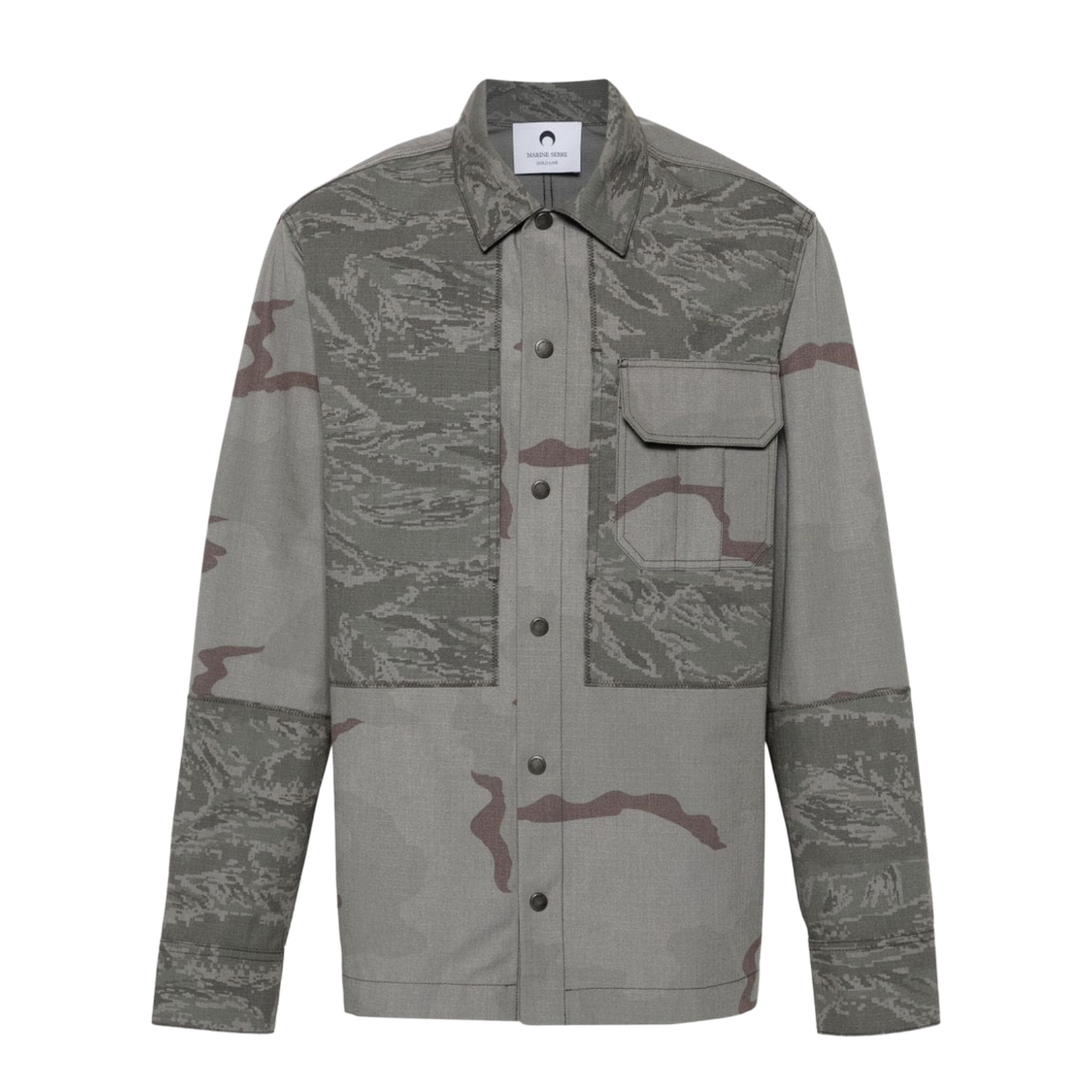 Grey Camouflage Print Overshirt