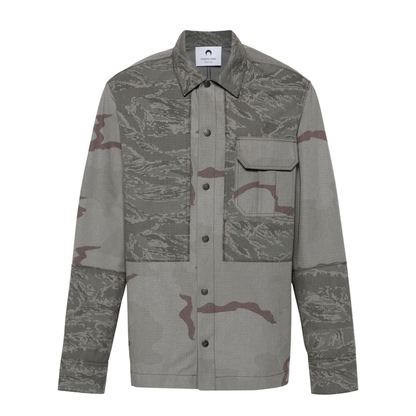 Grey Camouflage Print Overshirt