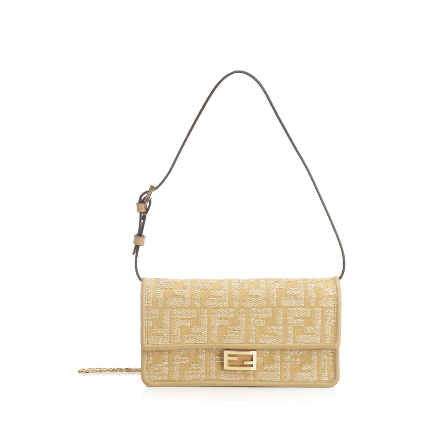 Wallet On Chain Baguette Fabric Beige
