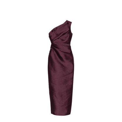 Burgundy One-Shoulder Maxi Dress