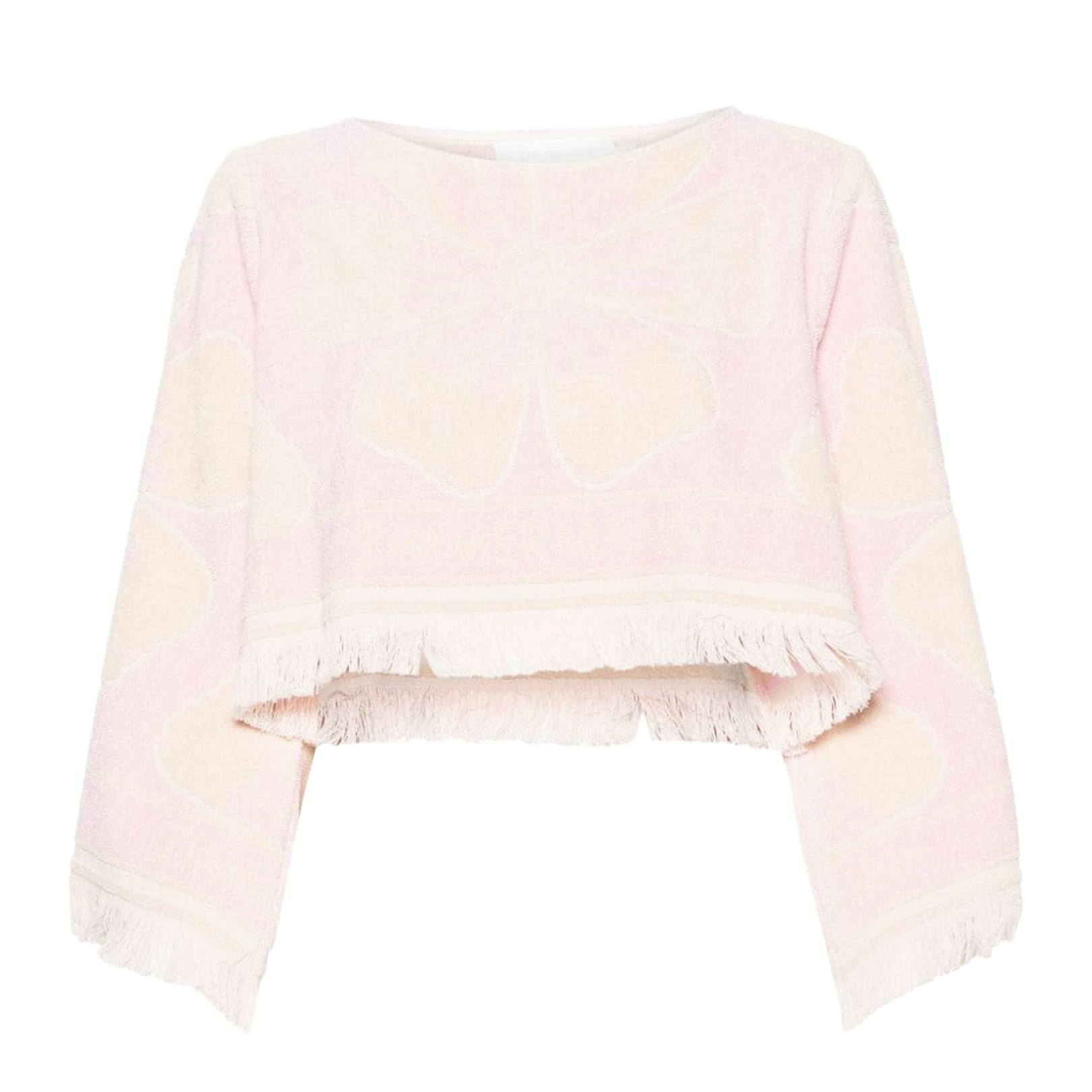 Light Pink Cropped Floral Towelling Top