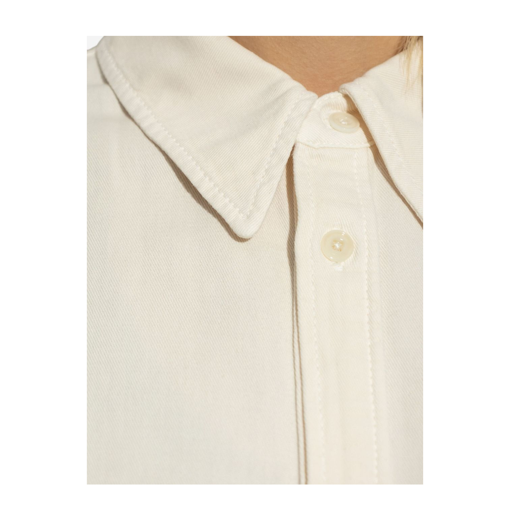 Light Beige Front Button Fastening Classic Collar Drop Shoulder Buttoned Cuffs